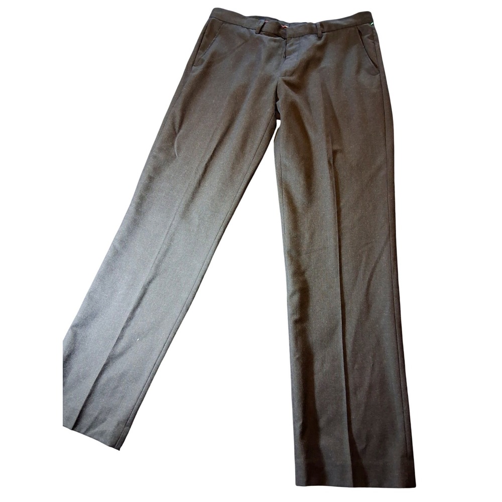 J. Crew Mens Charcoal Gray 100% Wool Dress Pants Flat‎ Front 36x34 Style 30825